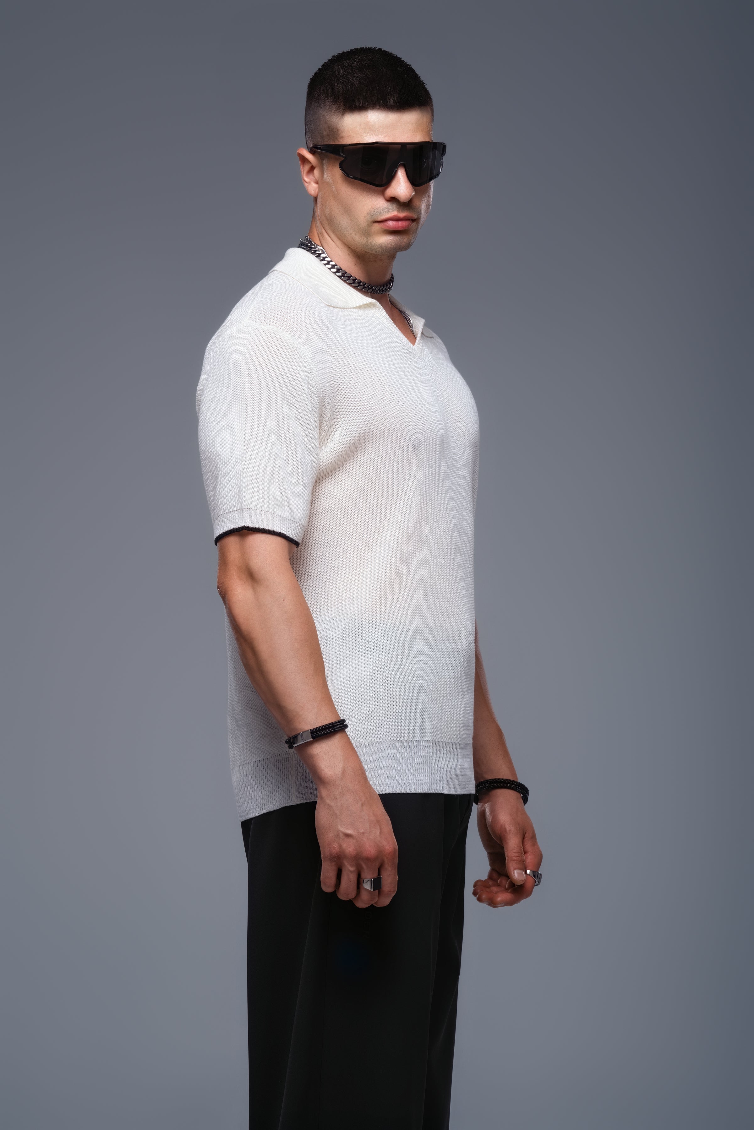 CEASAR Knit Polo in White