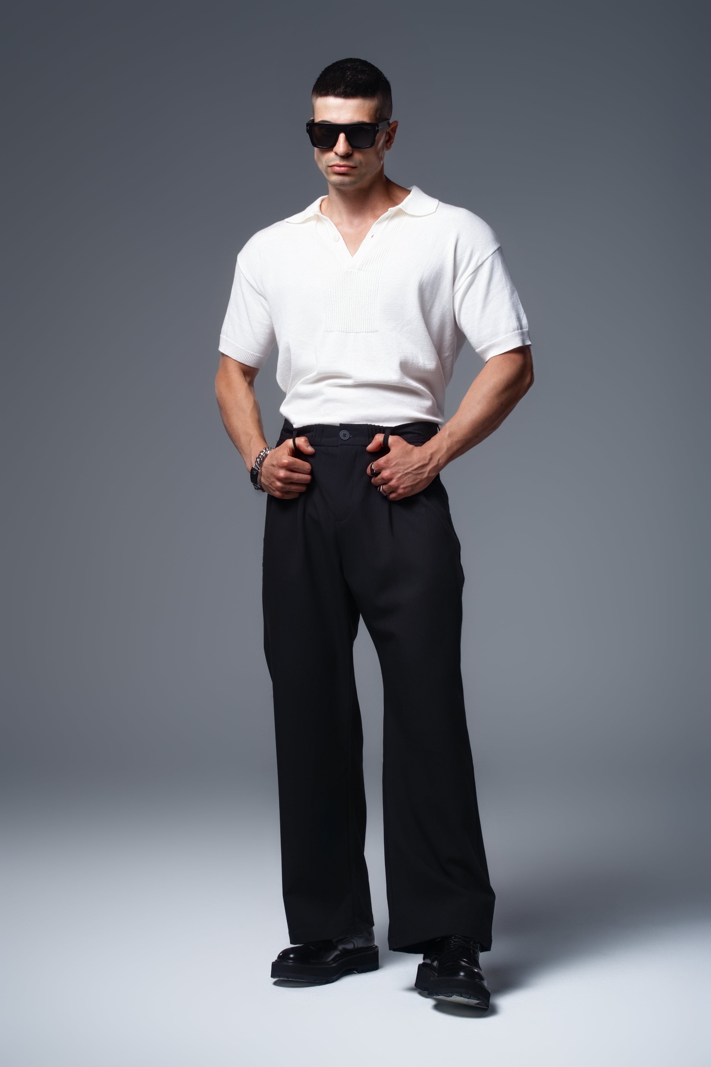 DAVID Knit Polo in White