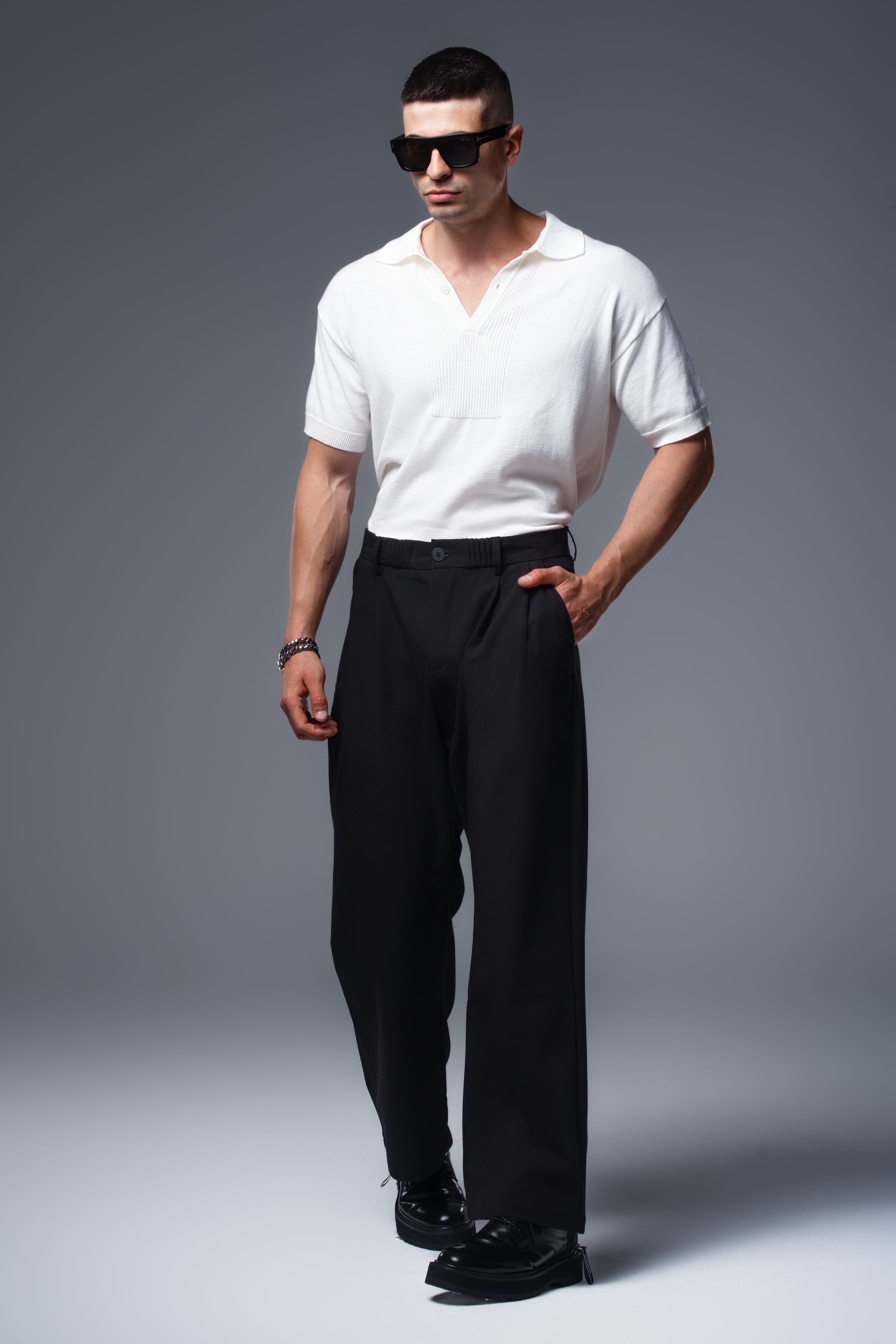 DAVID Knit Polo in White