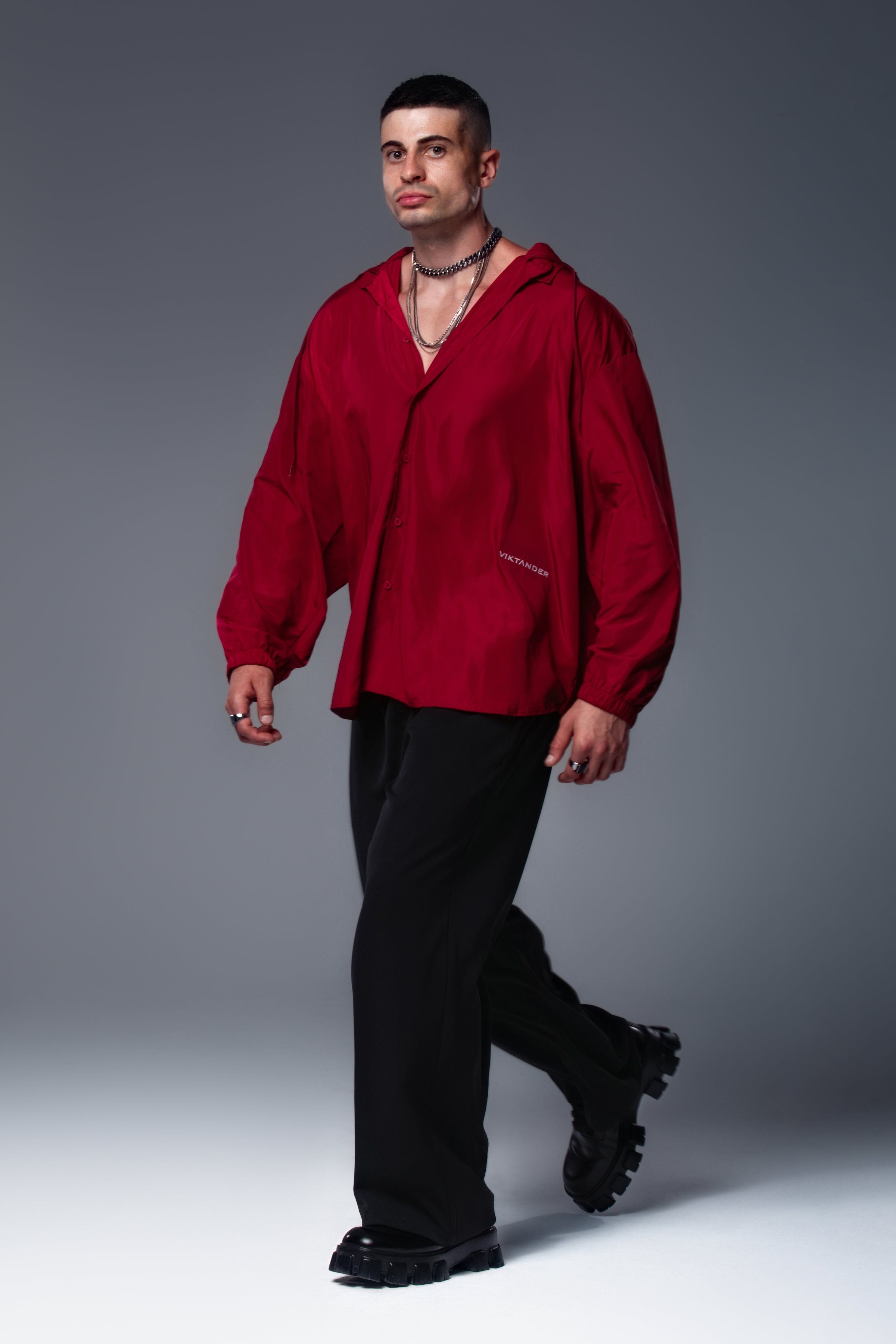 VEINBURN Crimson Red Shirt-Jacket