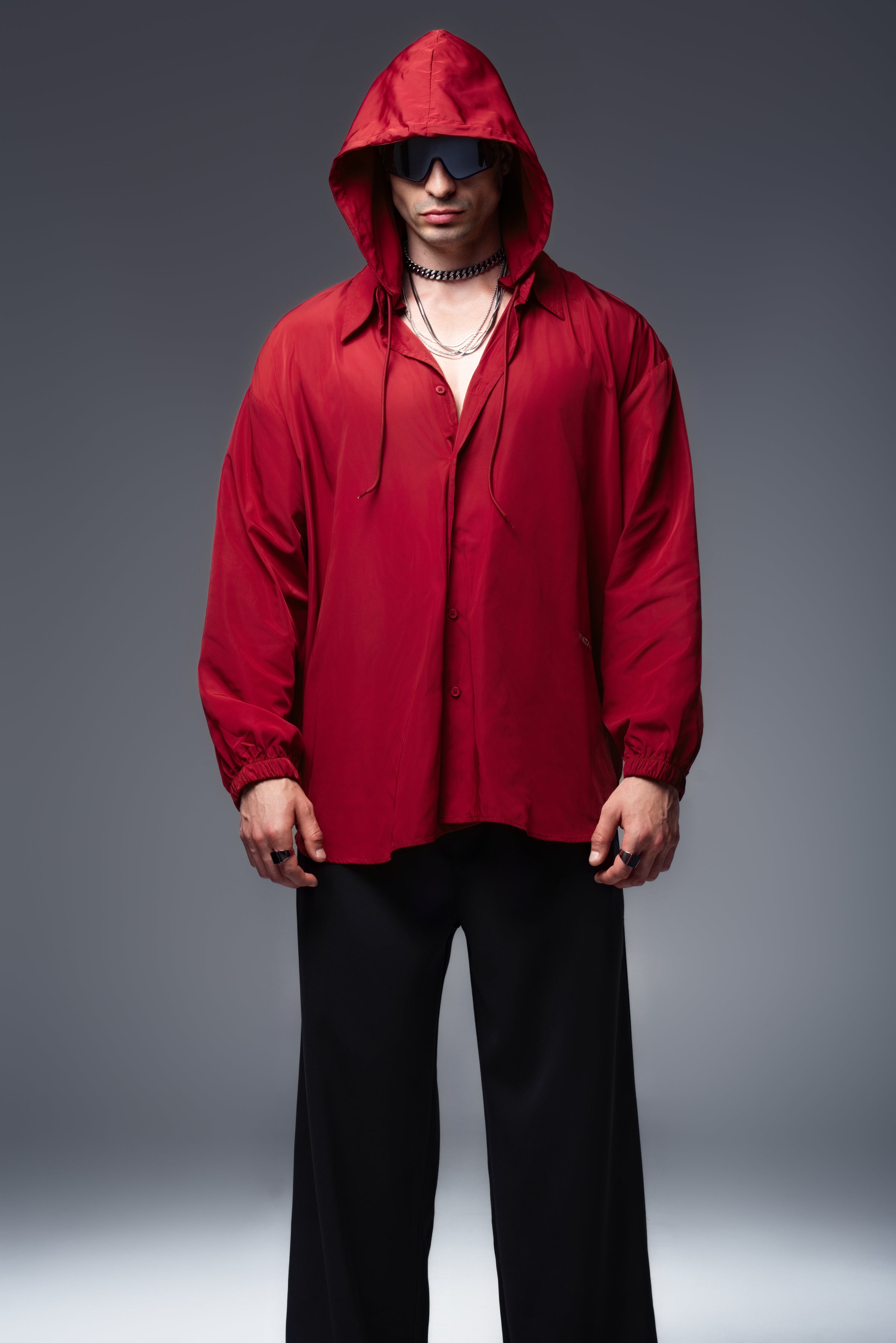 VEINBURN Crimson Red Shirt-Jacket