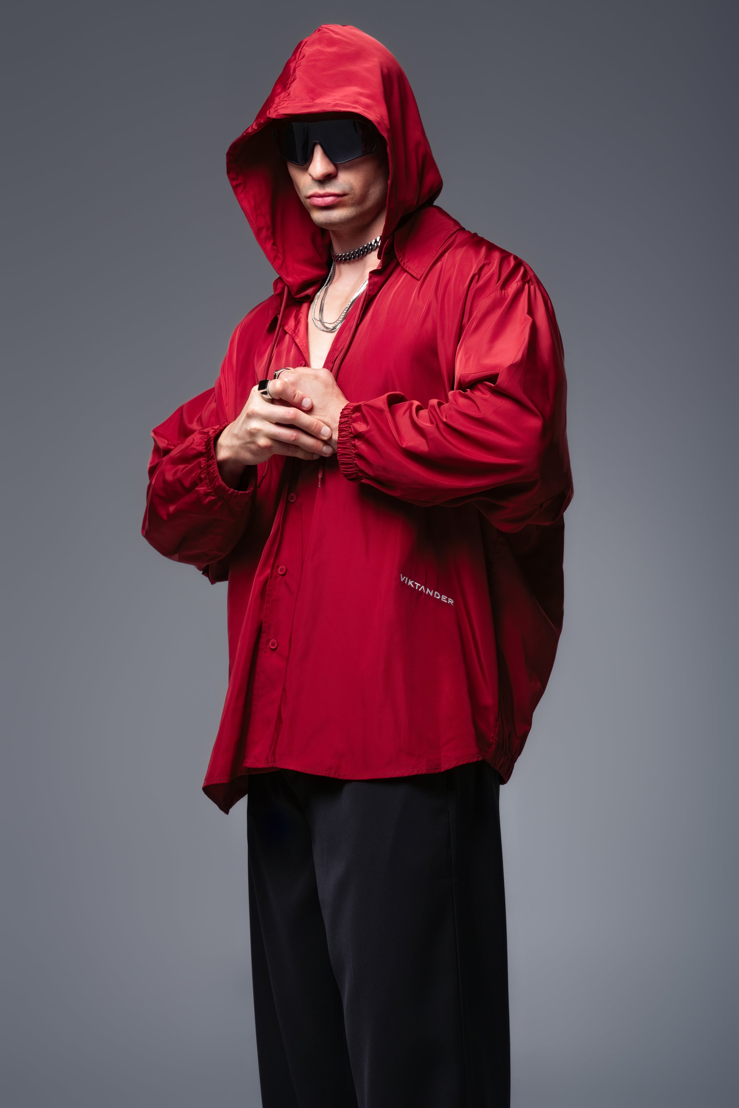 VEINBURN Crimson Red Shirt-Jacket