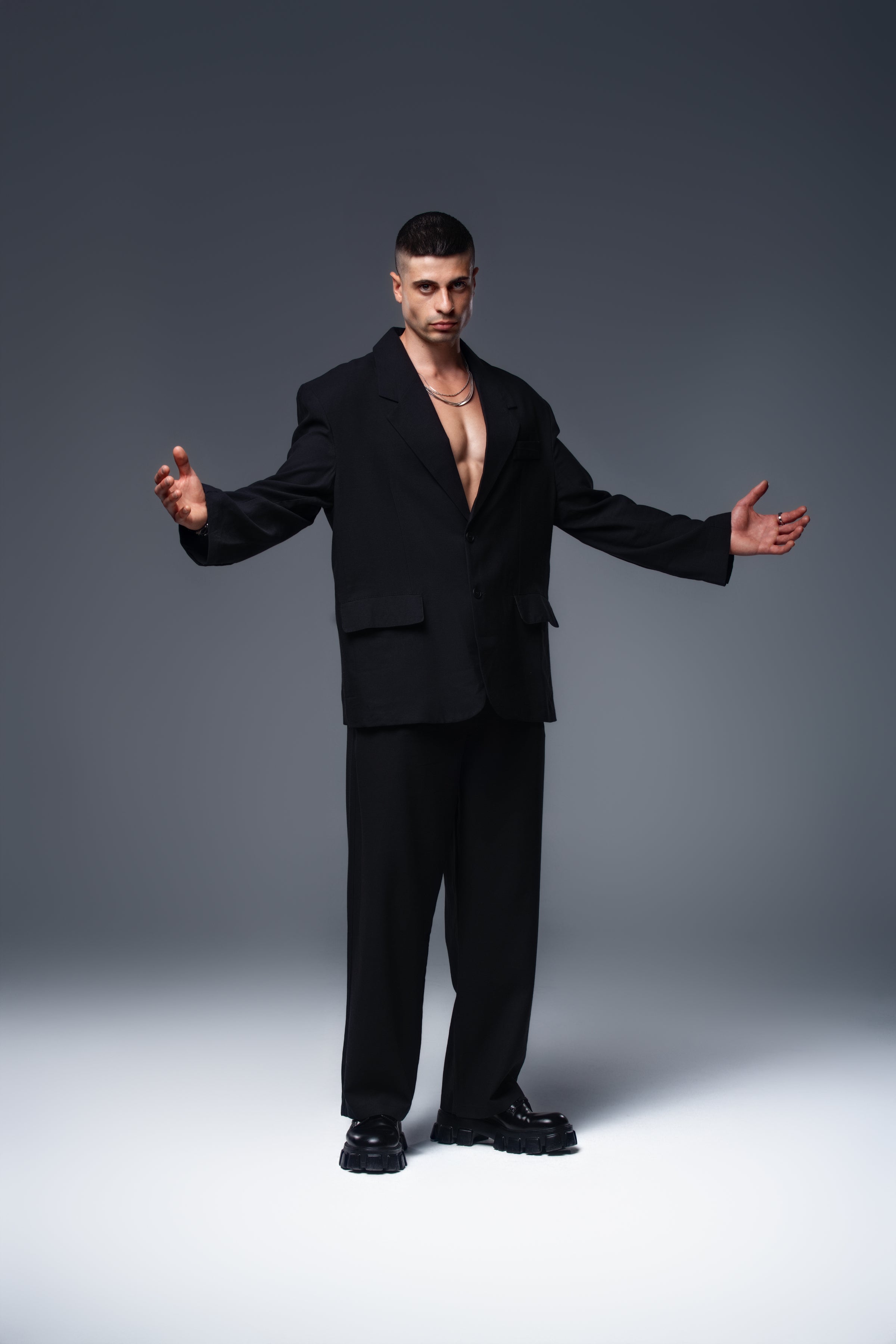 PHANTOM Linen Blazer Long Sleeve Single Breasted