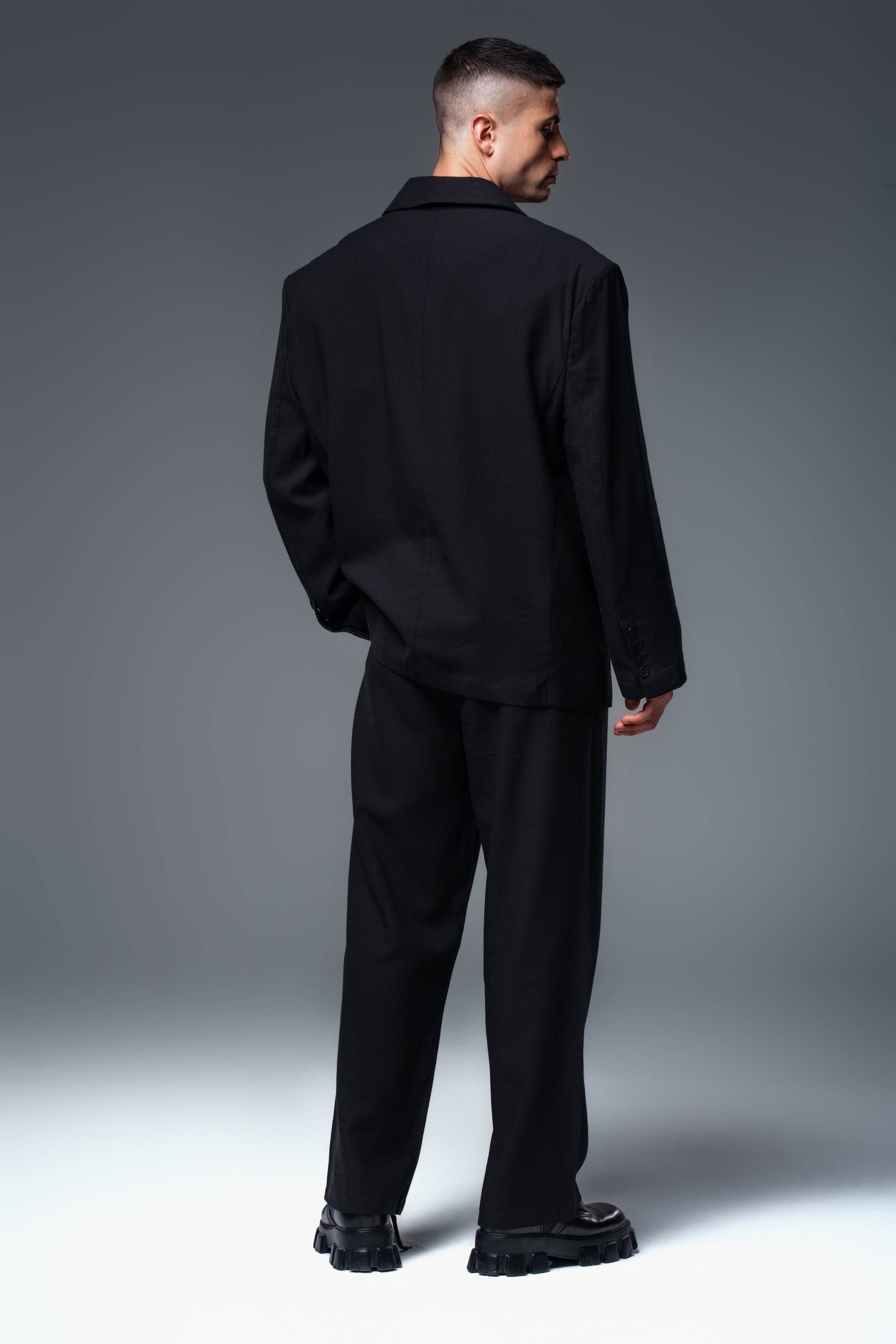 PHANTOM Linen Blazer Long Sleeve Single Breasted