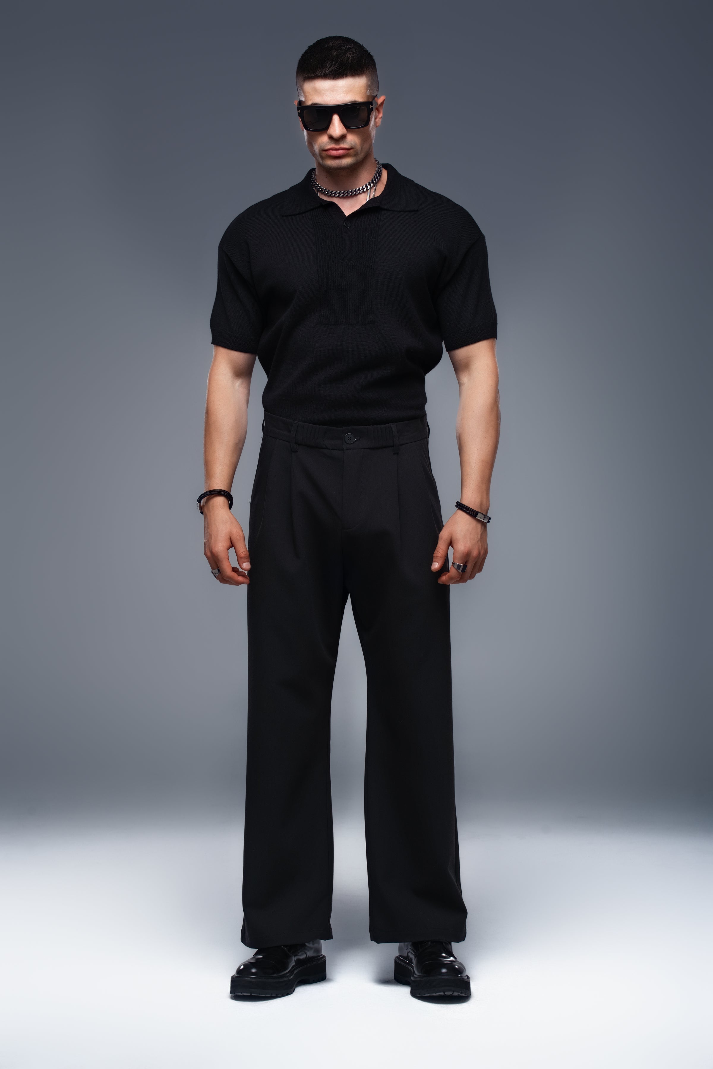 DAVID Knit Polo in Black